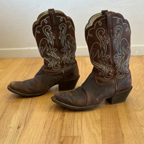 ARIAT Woman's 8.5 B Legend Western Cowgirl Cowboy Boots Brown Blue 15825 - Picture 4 of 11